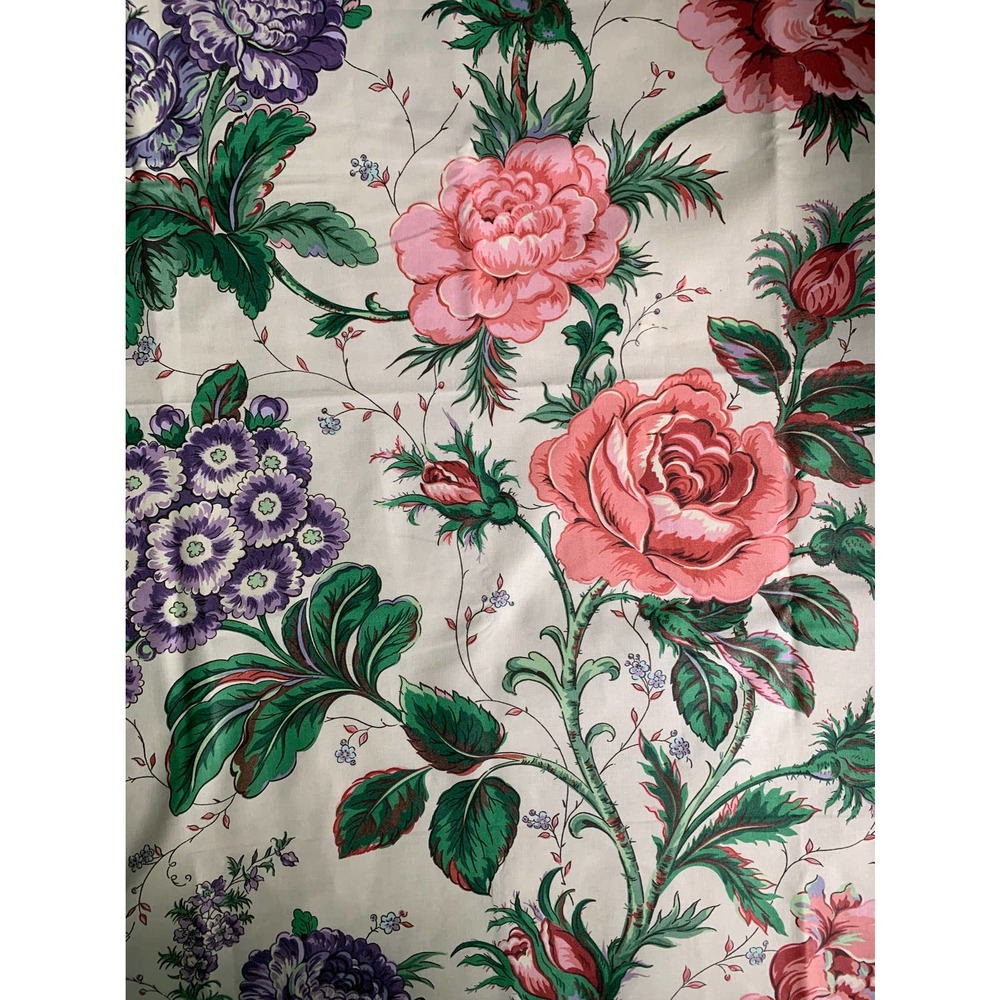 Upholstery Fabric Rose and Auricular Vintage 44" x 27" Vintage